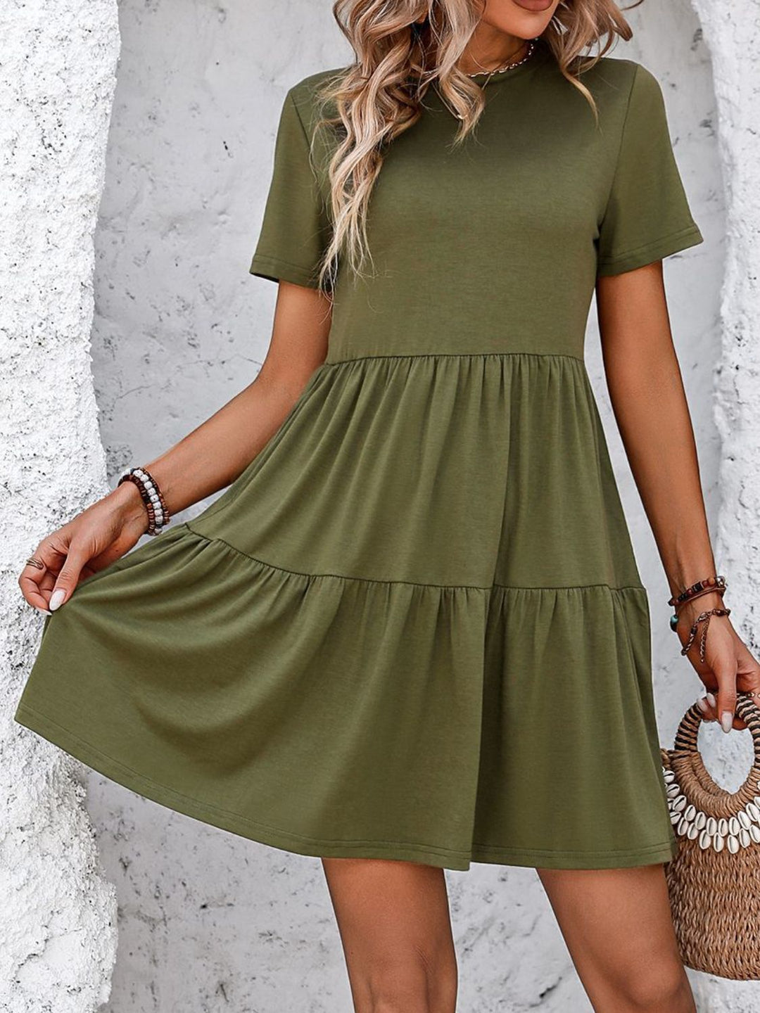 PRE-ORDER: Mandy Round Neck Short Sleeve Mini Dress