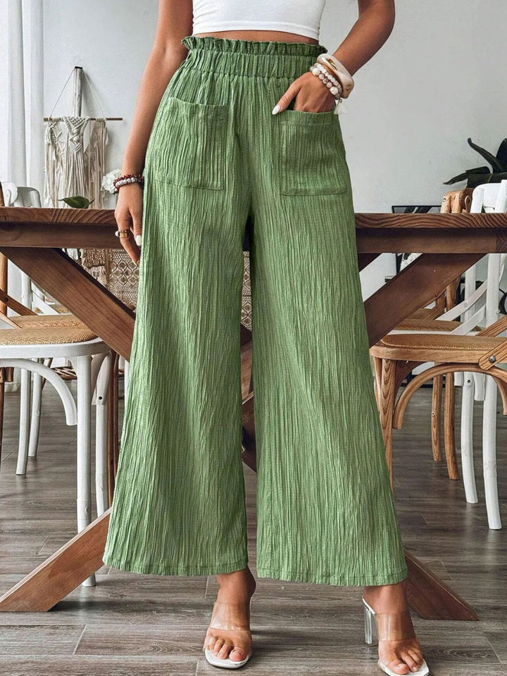 PRE-ORDER: Pocketed Elastic Waist Wide Leg Pants