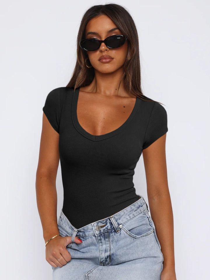 PRE-ORDER: Scoop Neck Cap Sleeve T-Shirt