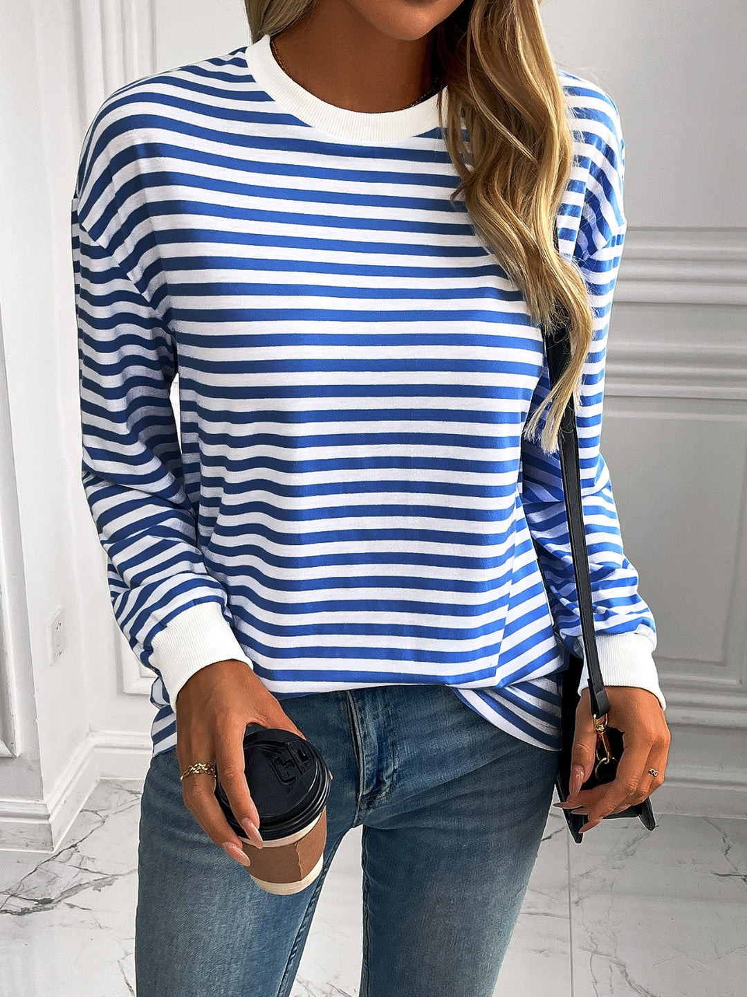 PRE-ORDER: Ivy Lane Striped Round Neck Long Sleeve Sweatshirt