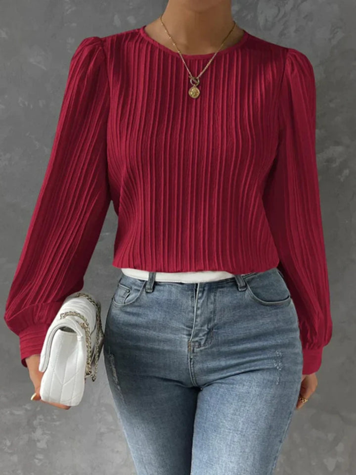 PRE-ORDER: Round Neck Long Sleeve Blouse