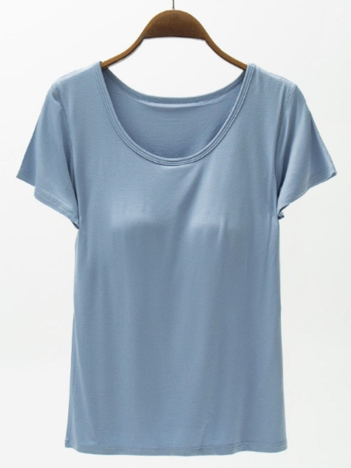 PRE-ORDER: Round Neck Modal T-Shirt with Bra