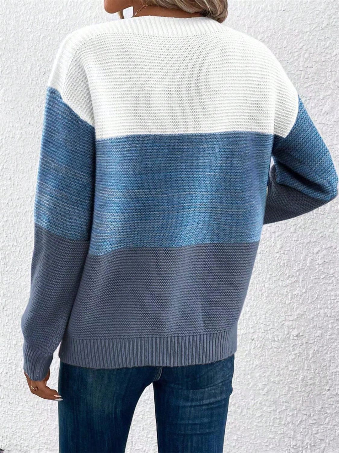 PRE-ORDER: Color Block Drop Shoulder Long Sleeve Sweater