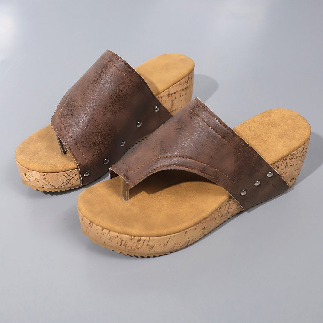 PRE-ORDER: PU Leather Wedge Sandals