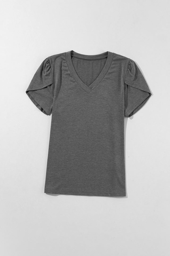 PRE-ORDER: V-Neck Petal Sleeve T-Shirt