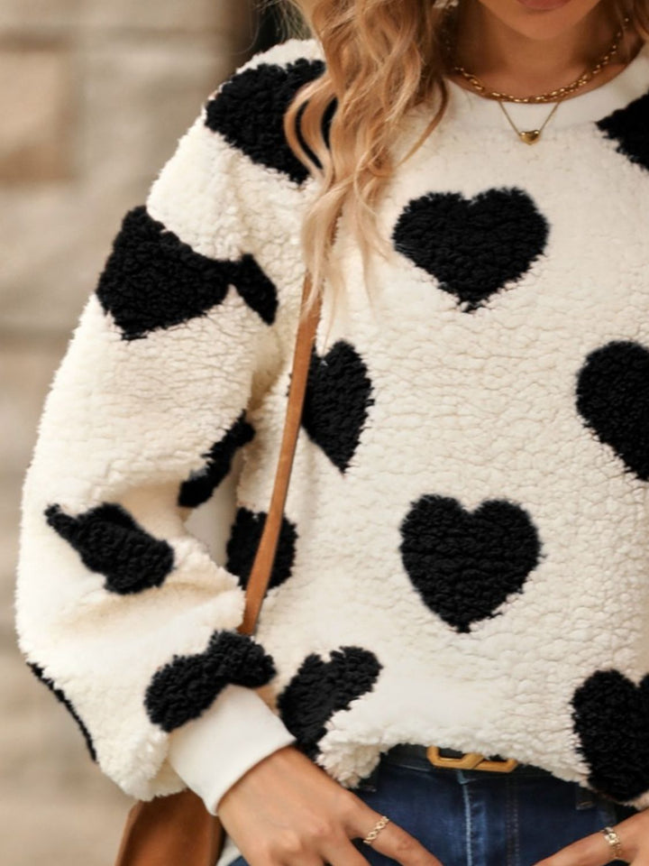 PRE-ORDER: Fuzzy Heart Dropped Shoulder Sweatshirt