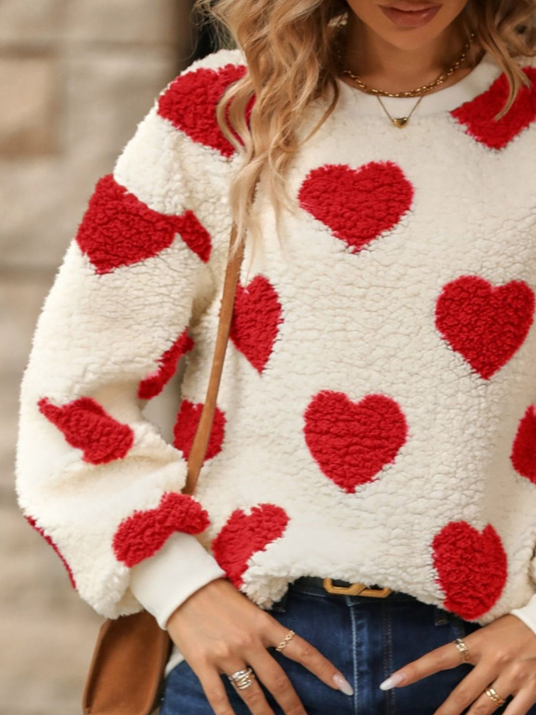 PRE-ORDER: Fuzzy Heart Dropped Shoulder Sweatshirt