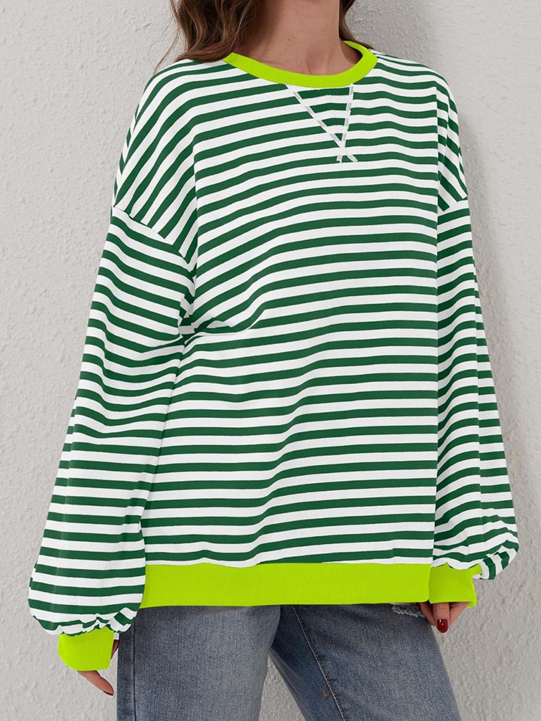 PRE-ORDER: Striped Round Neck Long Sleeve T-Shirt