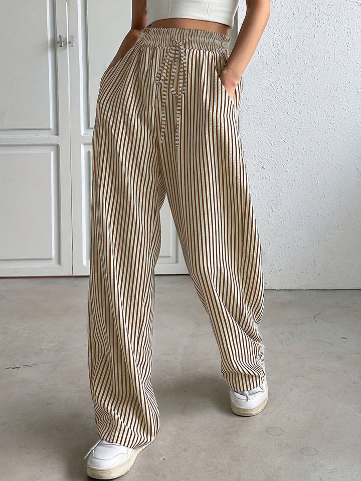 PRE-ORDER: Drawstring Striped Elastic Waist Pants