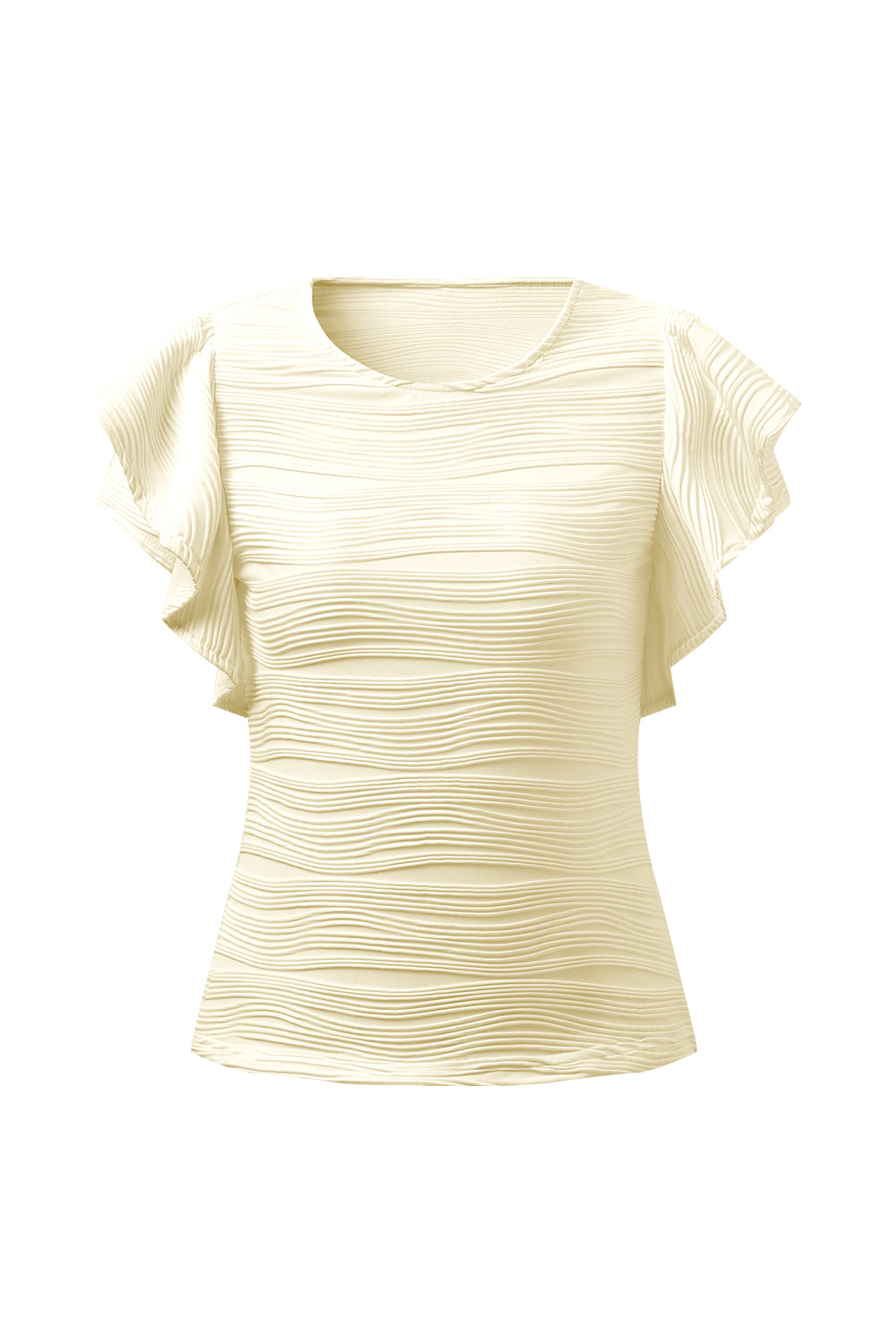 PRE-ORDER: Textured Round Neck Cap Sleeve Top