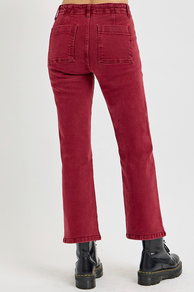 PRE-ORDER: RISEN Full Size High Rise Straight Jeans with Patch Pockets