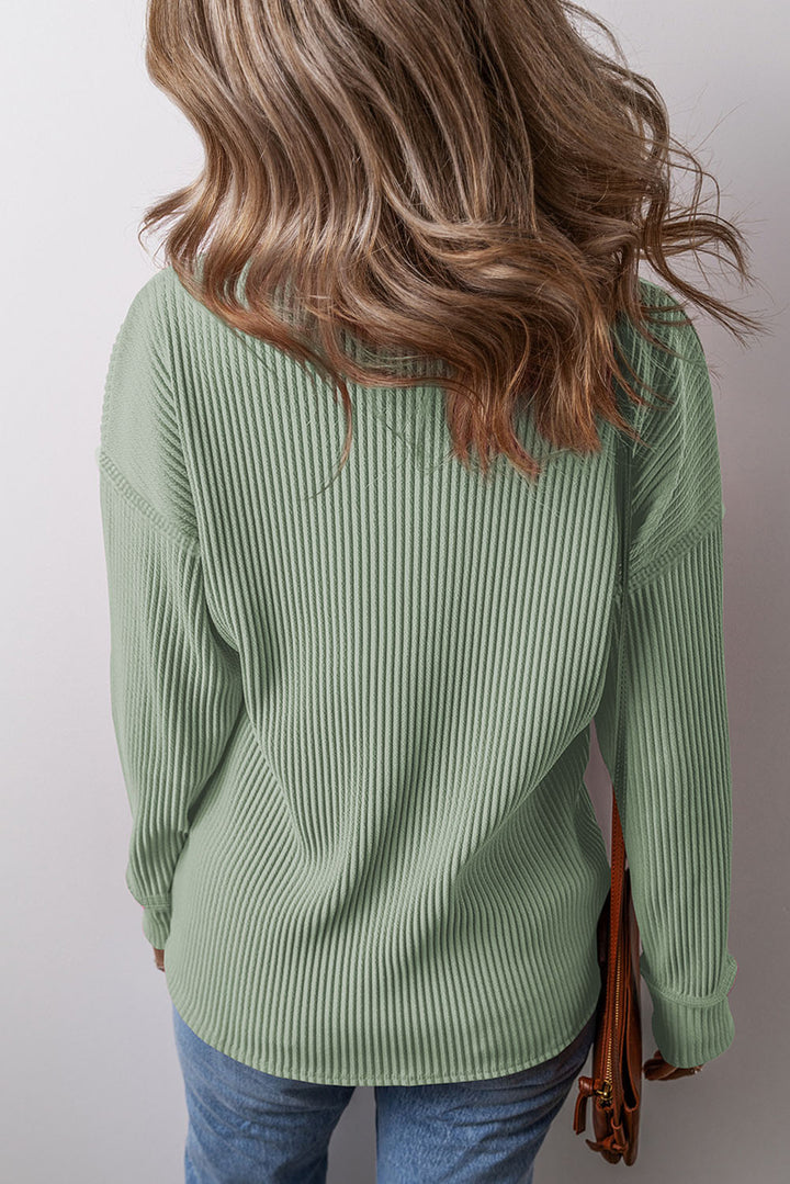 PRE-ORDER: Pocketed Round Neck Long Sleeve Top