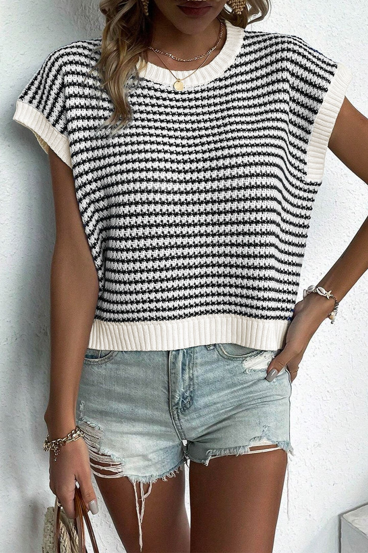 PRE-ORDER: Striped Round Neck Sweater Vest