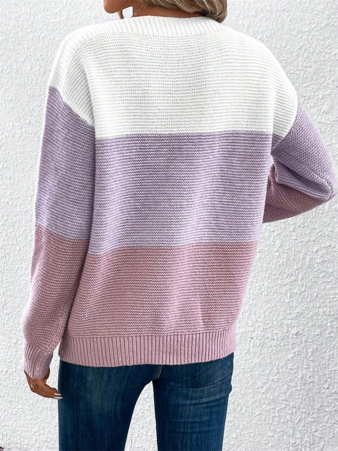 PRE-ORDER: Color Block Drop Shoulder Long Sleeve Sweater