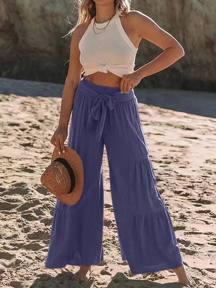 PRE-ORDER: Tied Ruched Wide Leg Pants