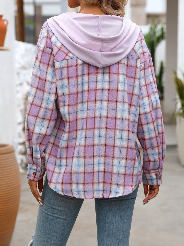 PRE-ORDER: Plaid Long Sleeve Hooded Jacket