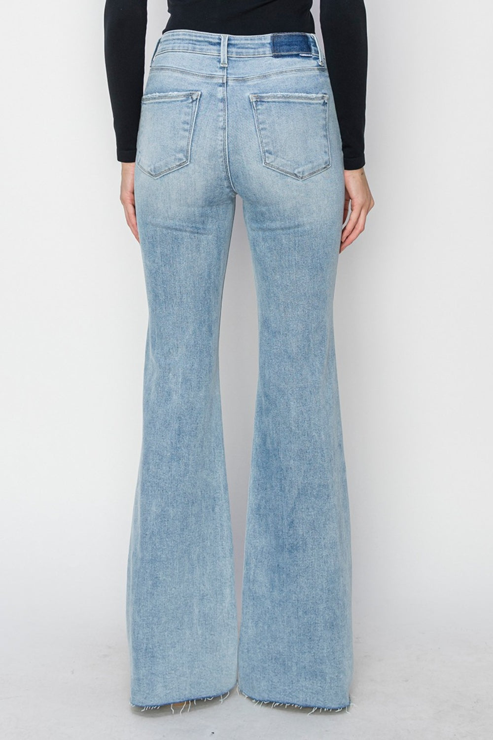 PRE-ORDER: RISEN Full Size High Rise Raw Cut Hem Bootcut Jeans