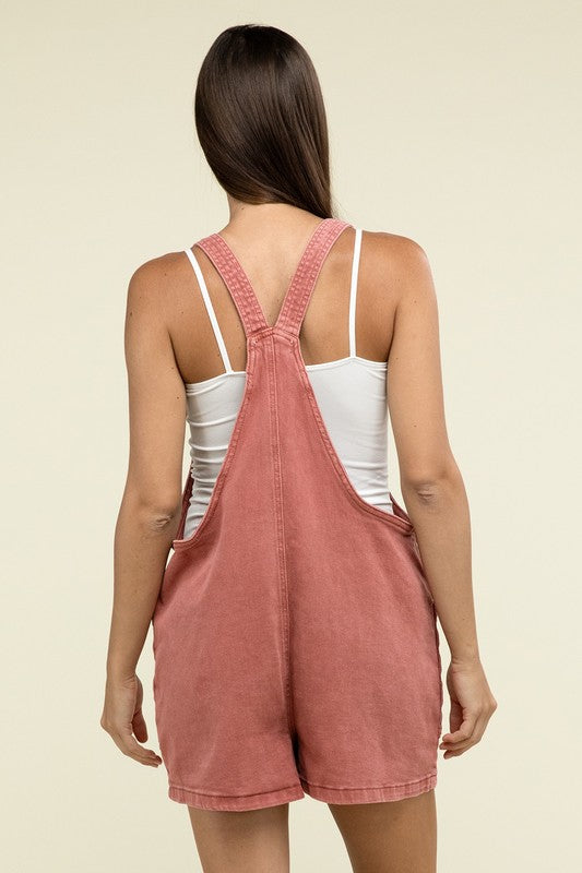 Washed Knot Strap Romper