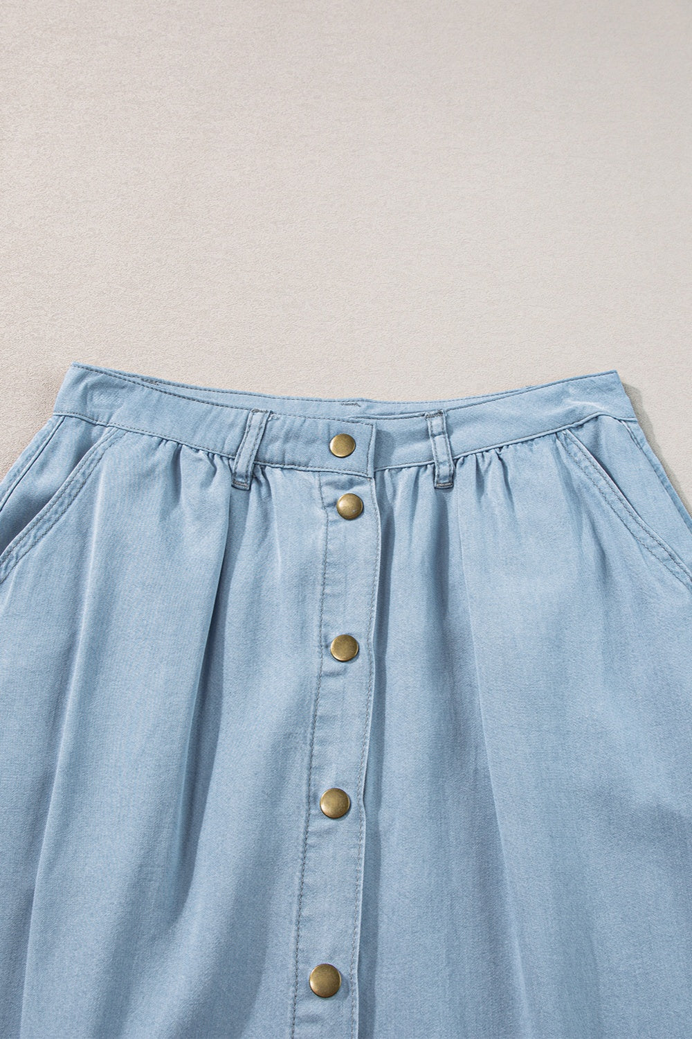 PRE-ORDER: Snap Down High Waist Denim Skirt