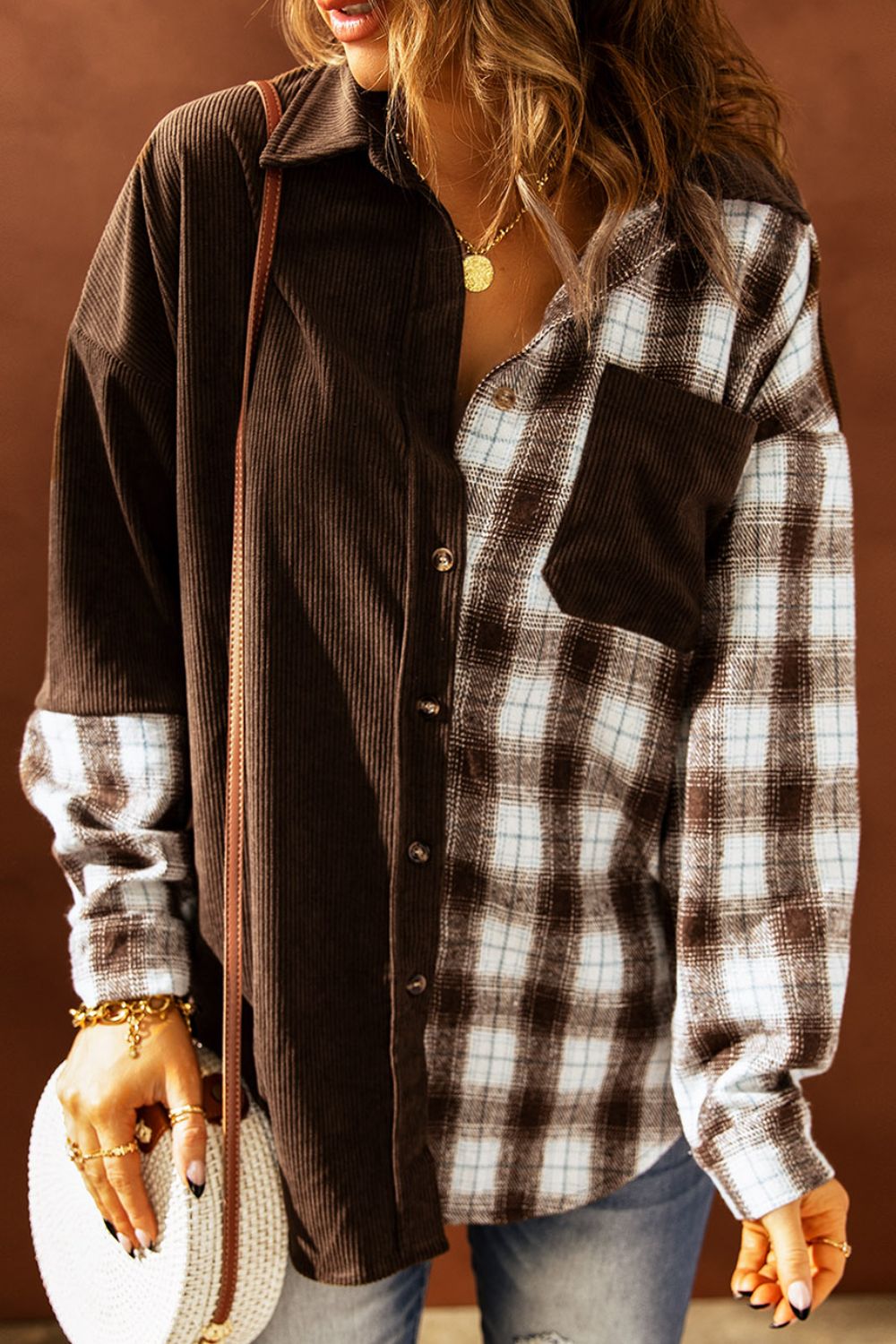 PRE-ORDER: Plaid Button Up Drop Shoulder Shacket