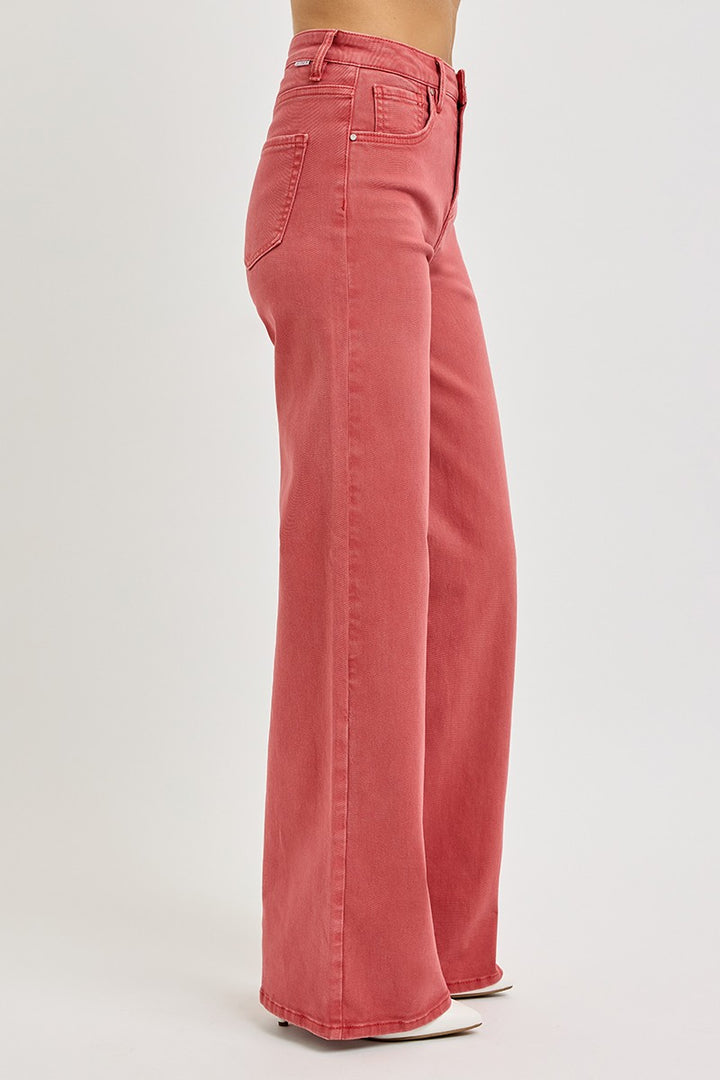 PRE-ORDER: RISEN Full Size High Rise Tummy Control Wide Leg Jeans