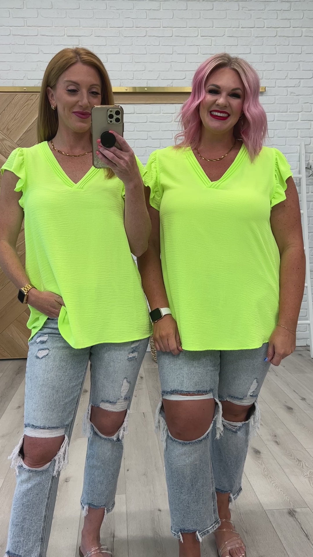 Under Neon Lights Ruffle Sleeve Top