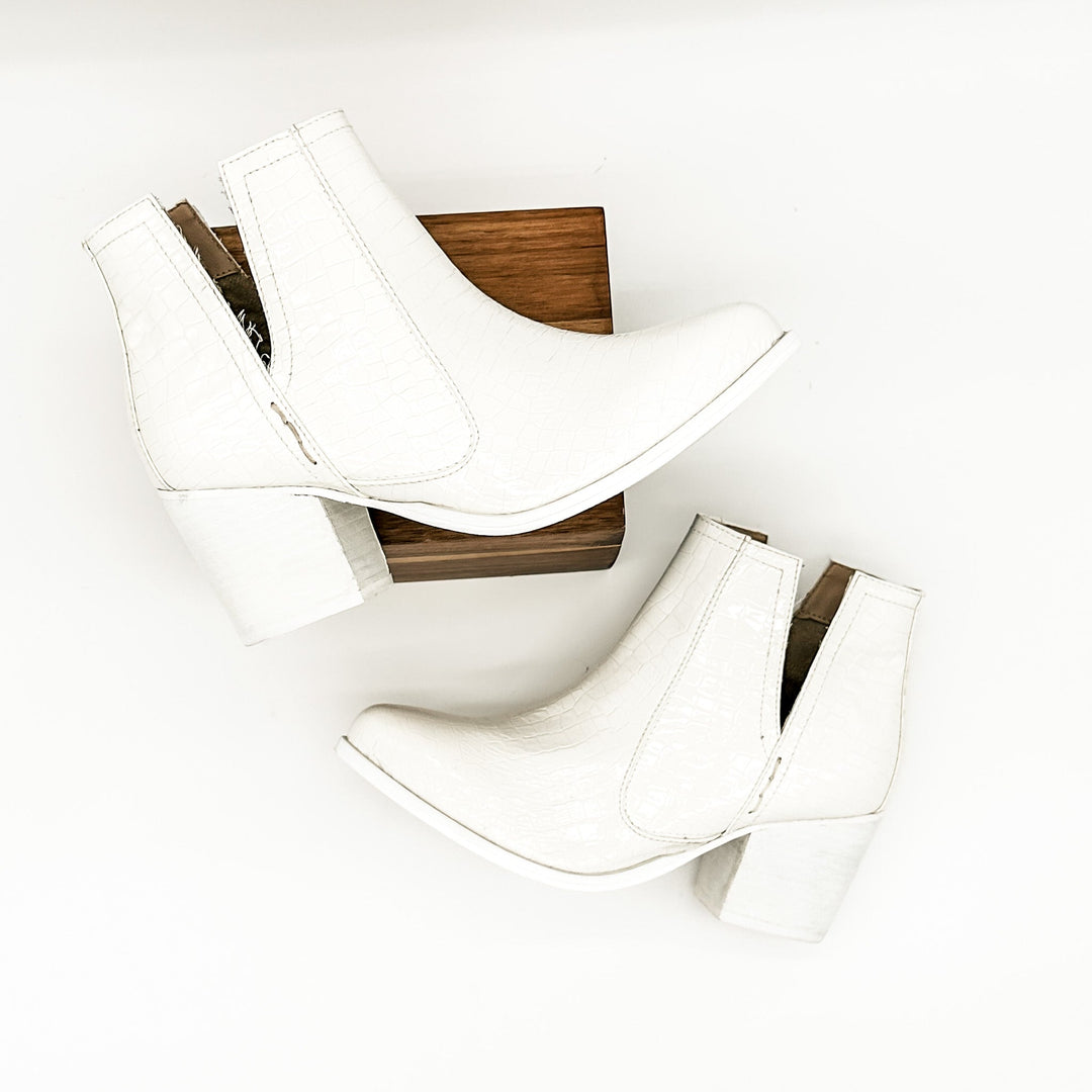 Tarim Bootie in White Croc