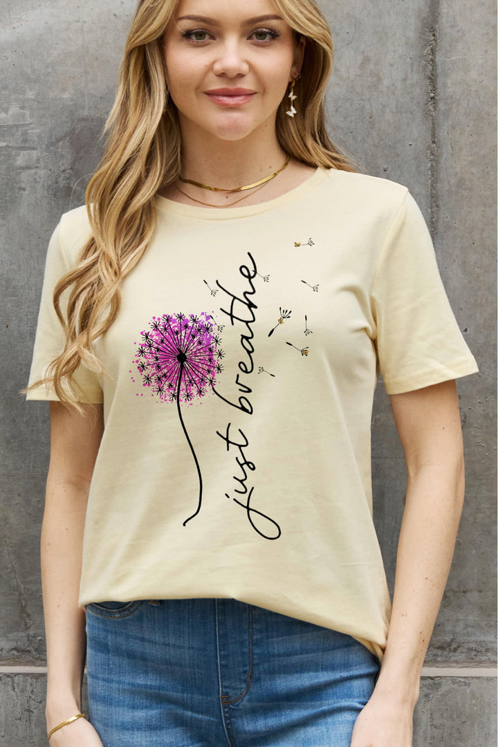 Simply Love Full Size JUST BREATHE Graphic Cotton Tee