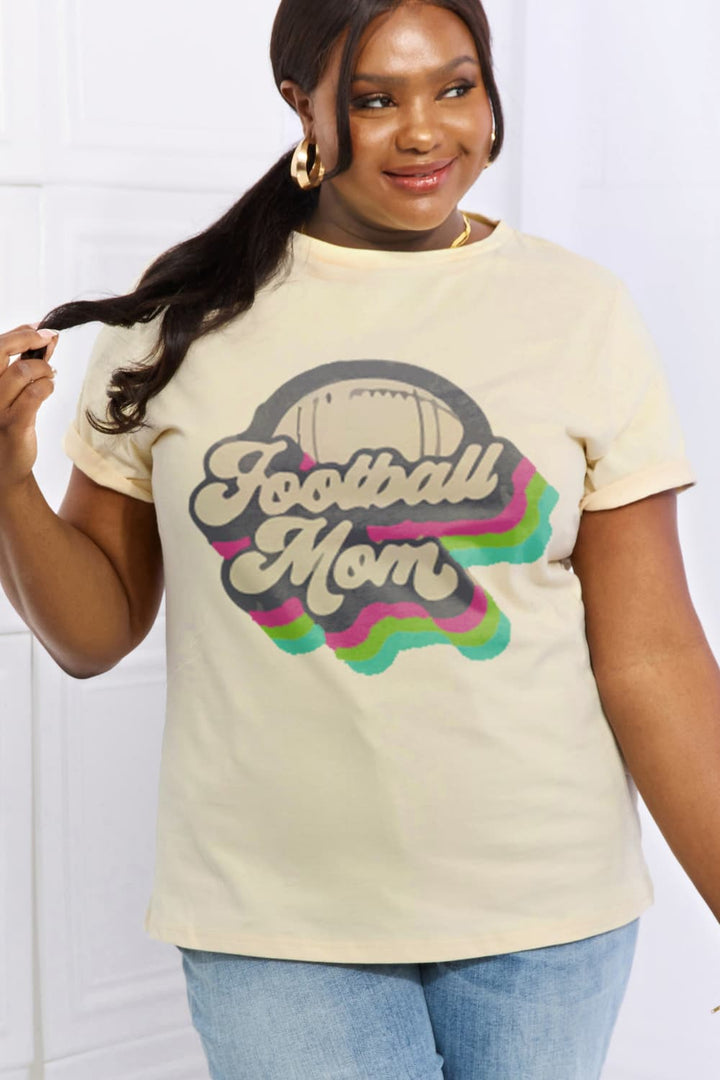 Simply Love Full Size FOOTBALL MOM Graphic Cotton Tee