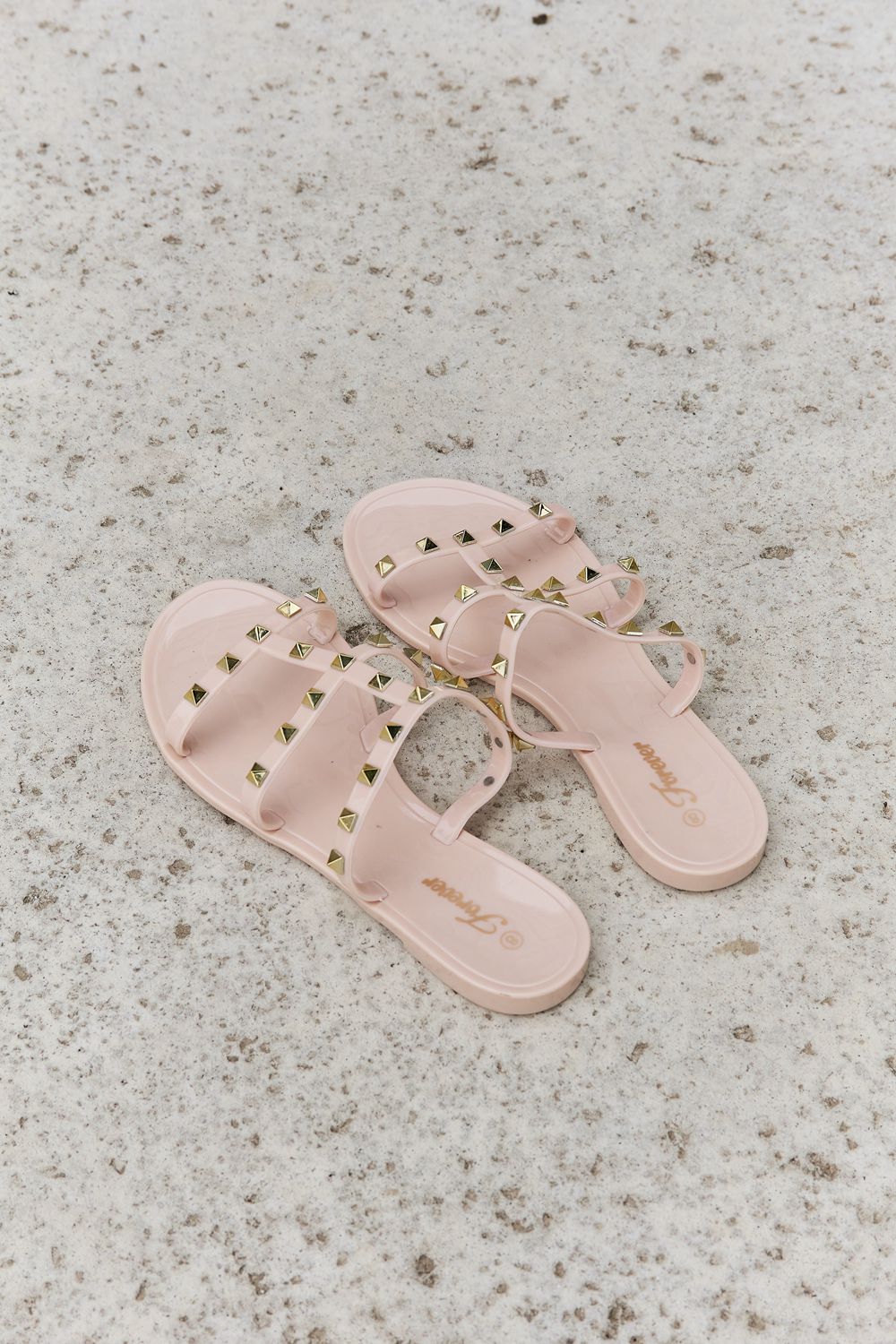 Studded Cage Strap Slide Jelly Sandal