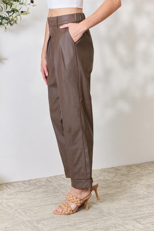 Pre-Order: Zenana Leather Straight Pants