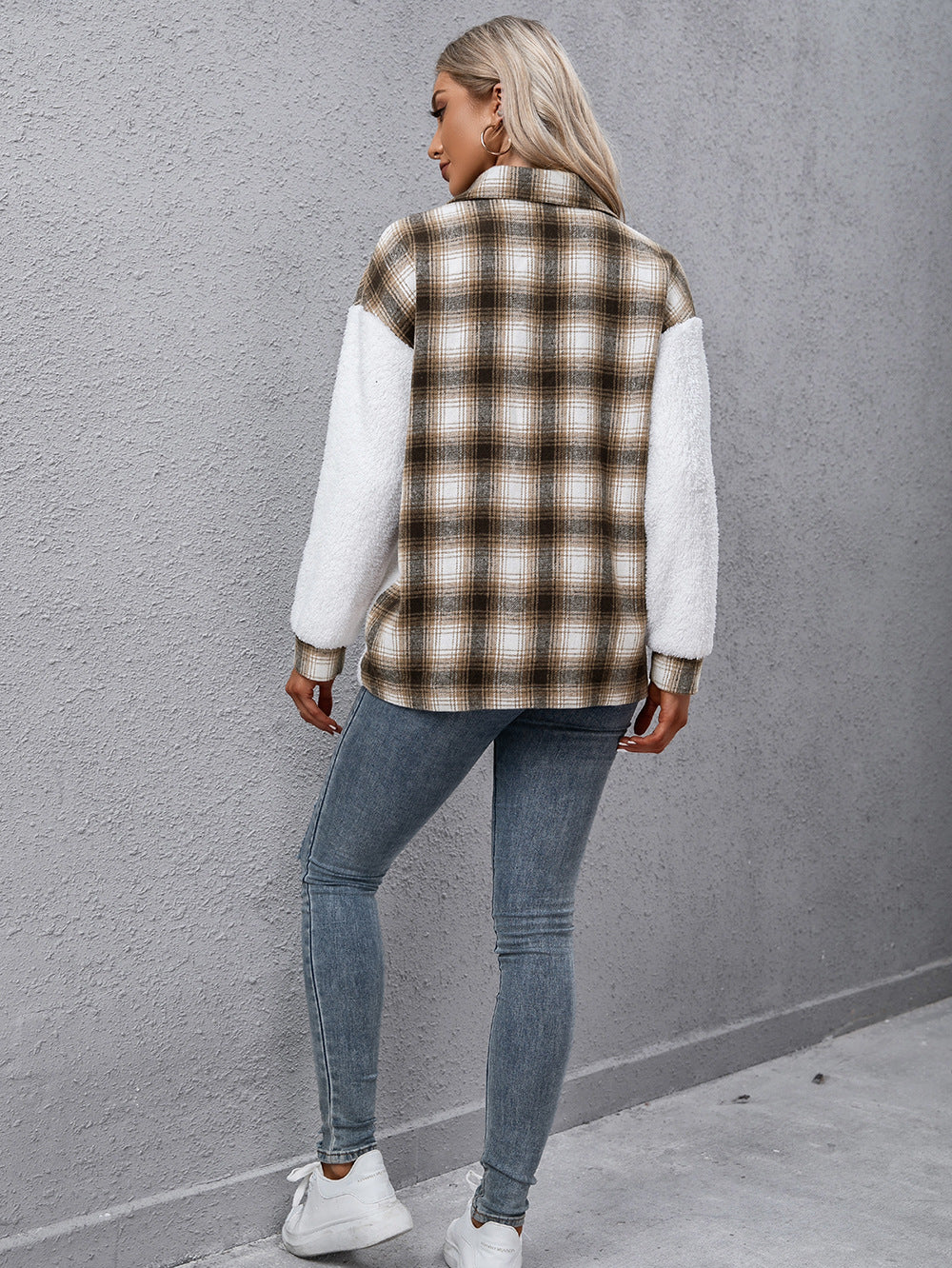 PRE-ORDER: Plaid Collared Neck Button Down Jacket