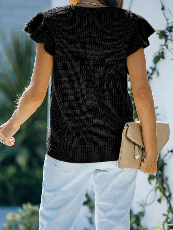 PRE-ORDER: Round Neck Cap Sleeve Sweater