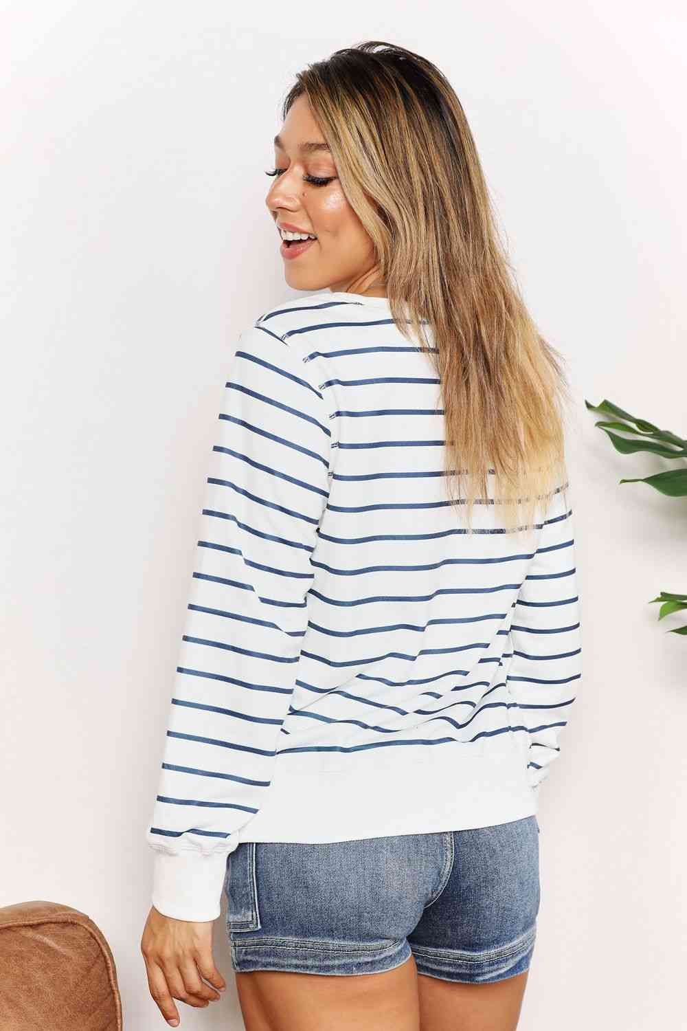 PRE-ORDER: Striped Long Sleeve Round Neck Top
