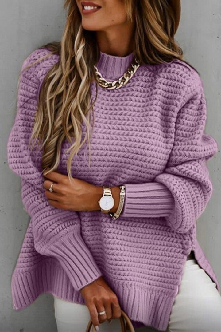 PRE-ORDER: Round Neck Slit Sweater