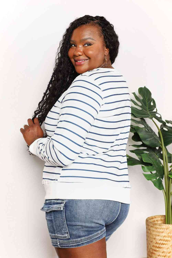 PRE-ORDER: Striped Long Sleeve Round Neck Top
