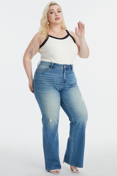 PRE-ORDER: BAYEAS Full Size Ultra High-Waist Gradient Bootcut Jeans