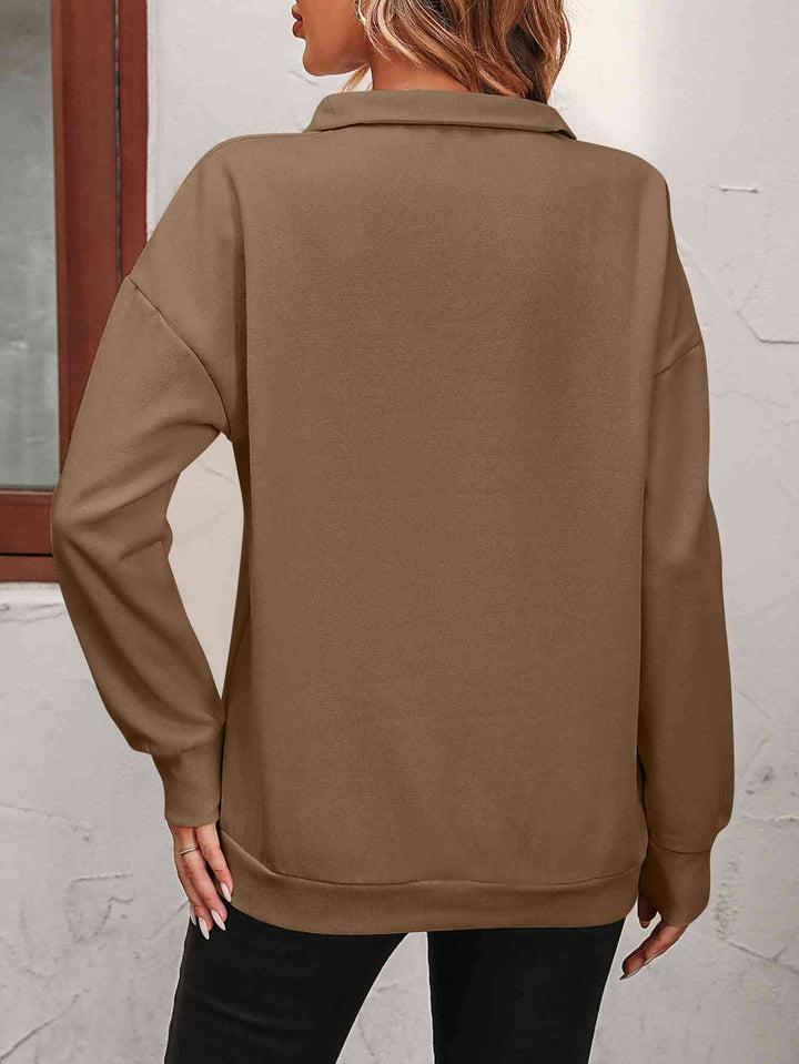 PRE-ORDER: Zip-Up Dropped Shoulder Sweatshirt