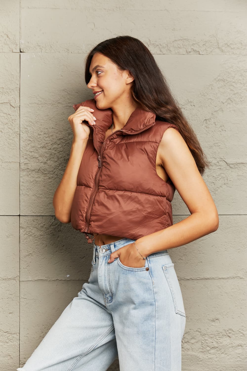 PRE-ORDER: Zip-Up Drawstring Puffer Vest
