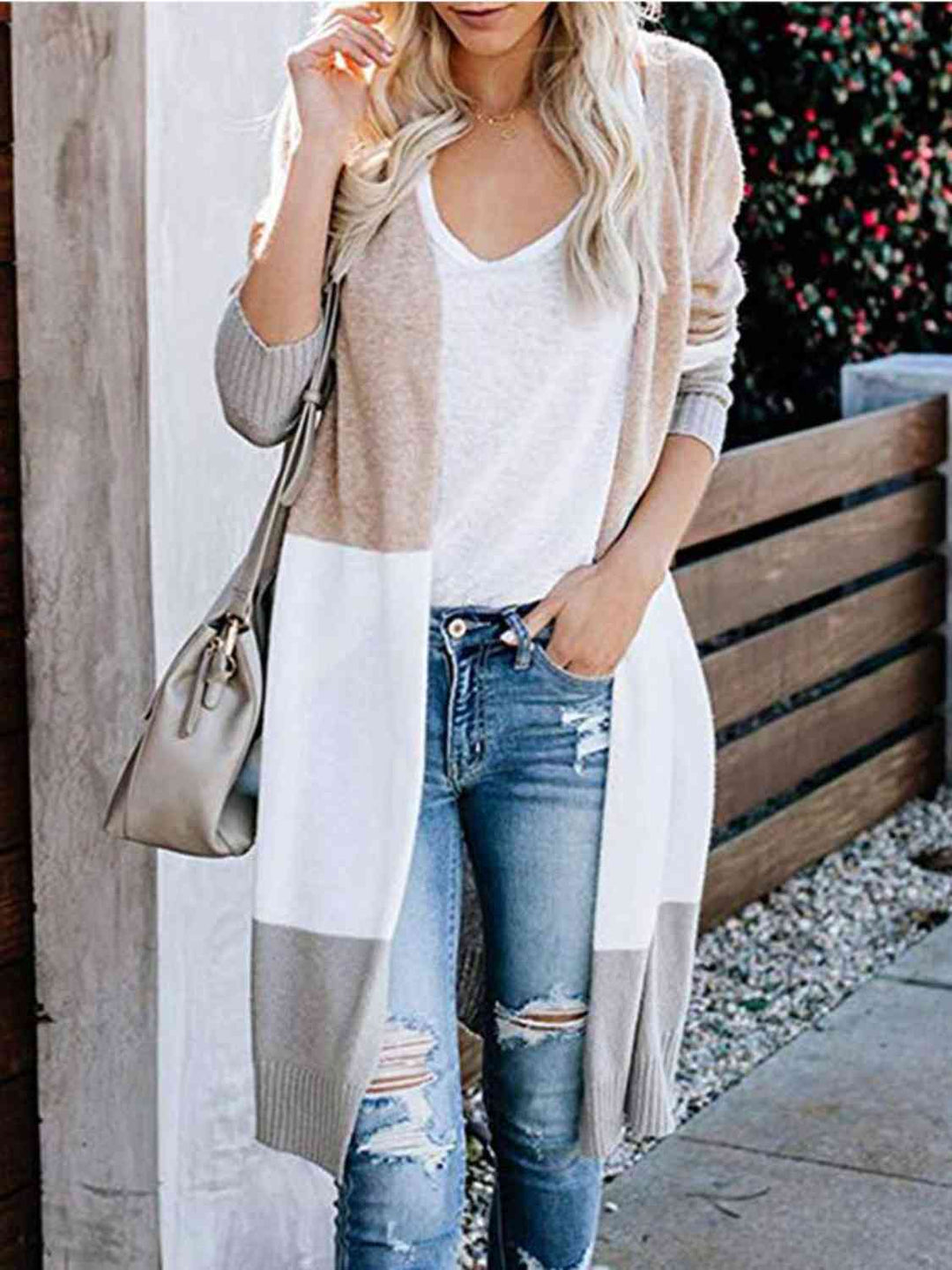 PRE-ORDER: Color Block Open Front Longline Cardigan