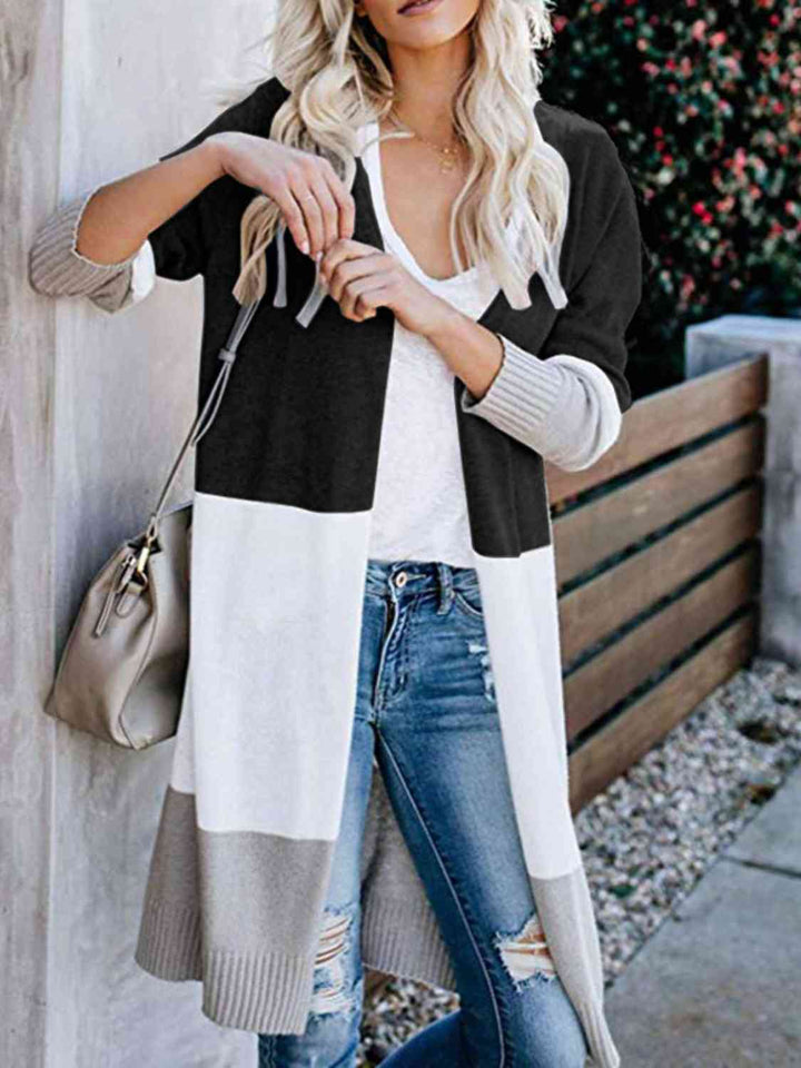 PRE-ORDER: Color Block Open Front Longline Cardigan