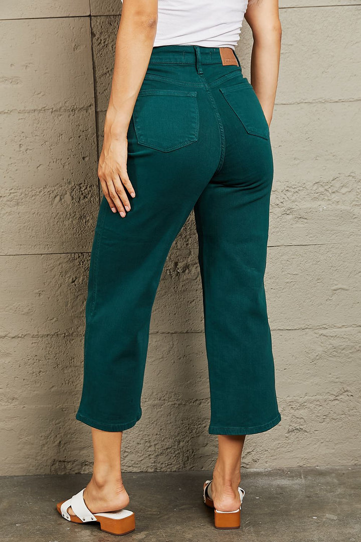 PRE-ORDER: Judy Blue Hailey Tummy Control High Waisted Cropped Wide Leg Jeans