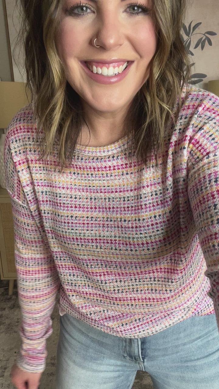 Lilac & Fuchsia Textured Vintage Stripe Top