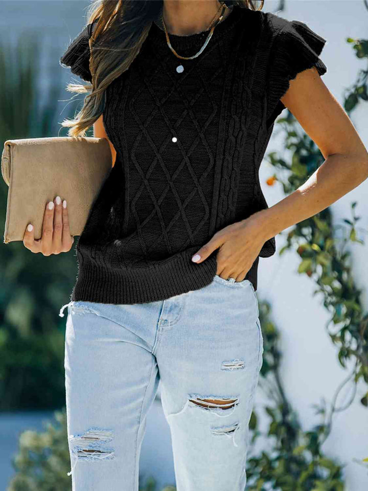 PRE-ORDER: Round Neck Cap Sleeve Sweater