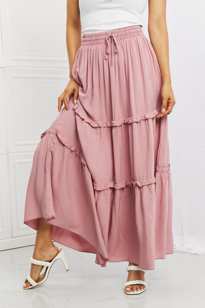 Summer Days Ruffled Maxi Skirt in Mauve
