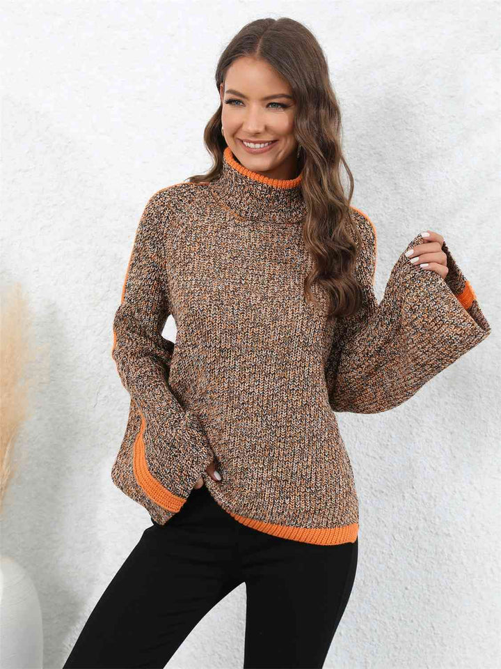 PRE-ORDER: Heathered Turtleneck Long Sleeve Sweater