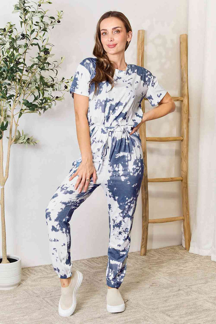 PRE-ORDER: Tie-Dye Tee and Drawstring Waist Joggers Lounge Set