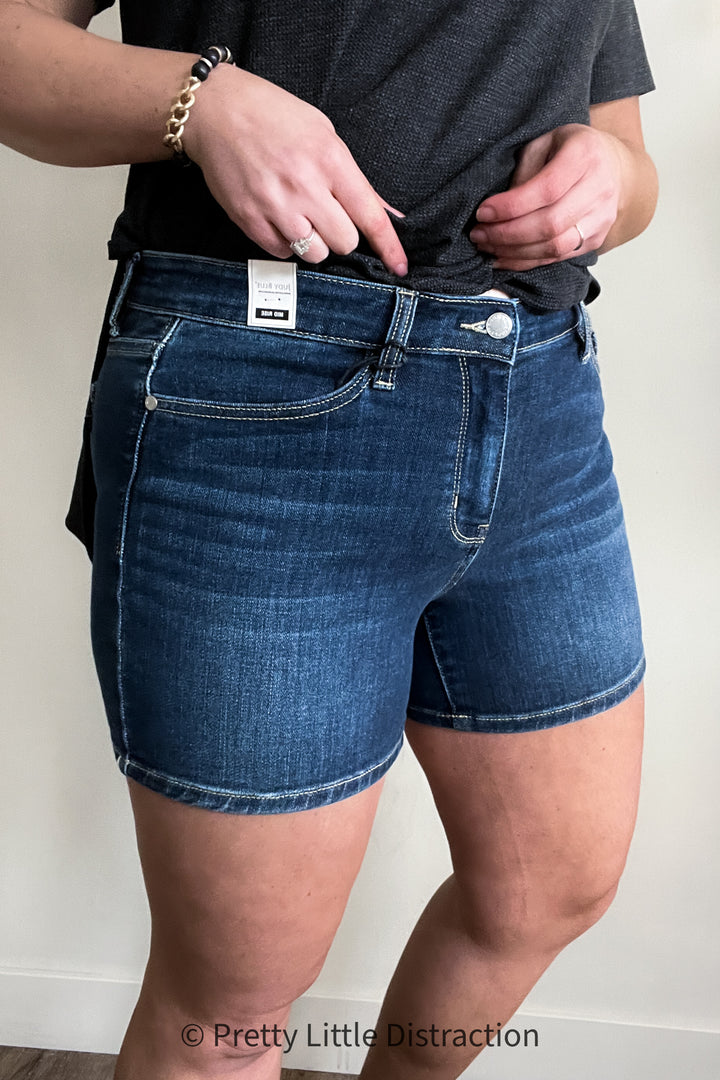 Riley Mid Rise Classic Denim Shorts