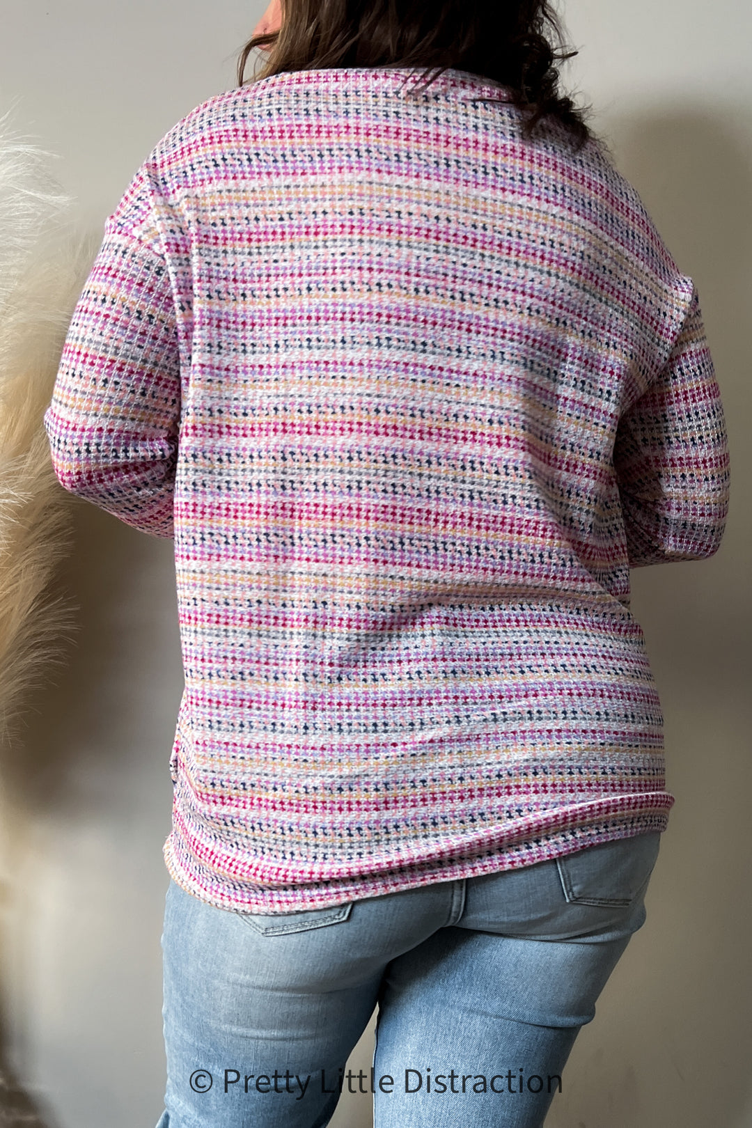 Lilac & Fuchsia Textured Vintage Stripe Top