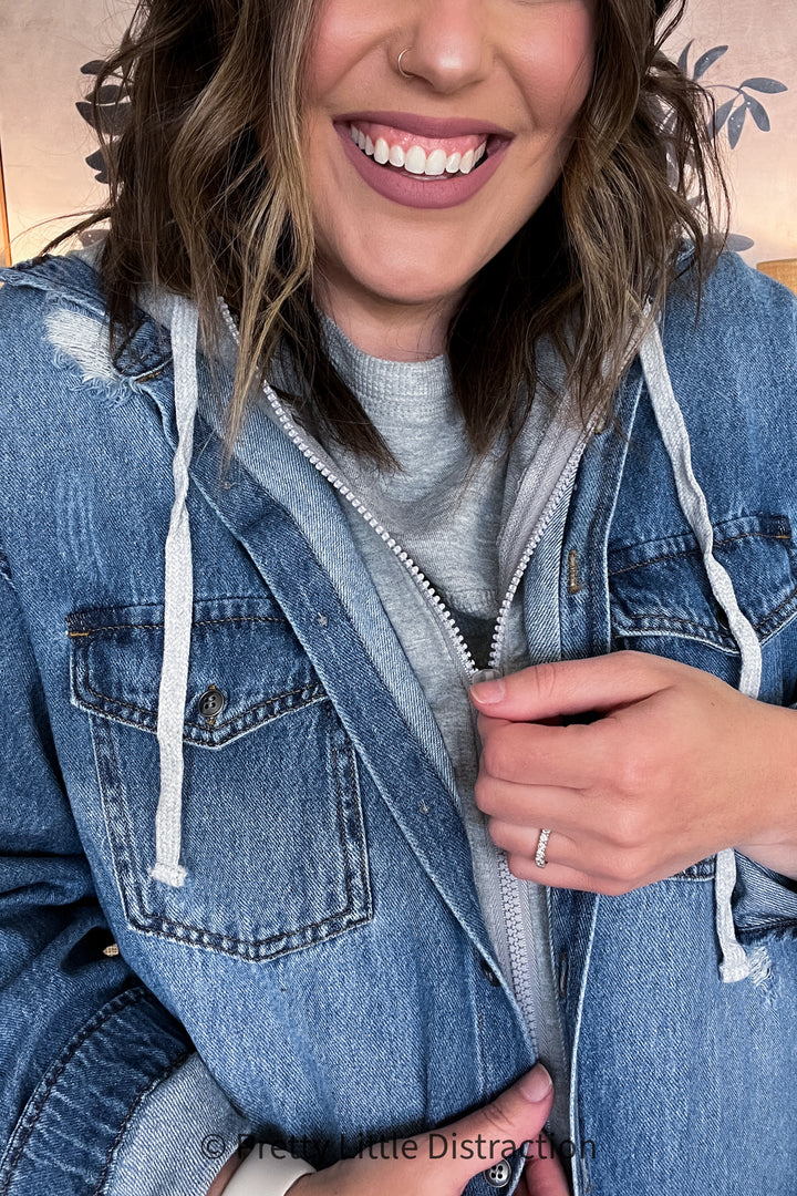 Jordan Hooded Denim Shacket
